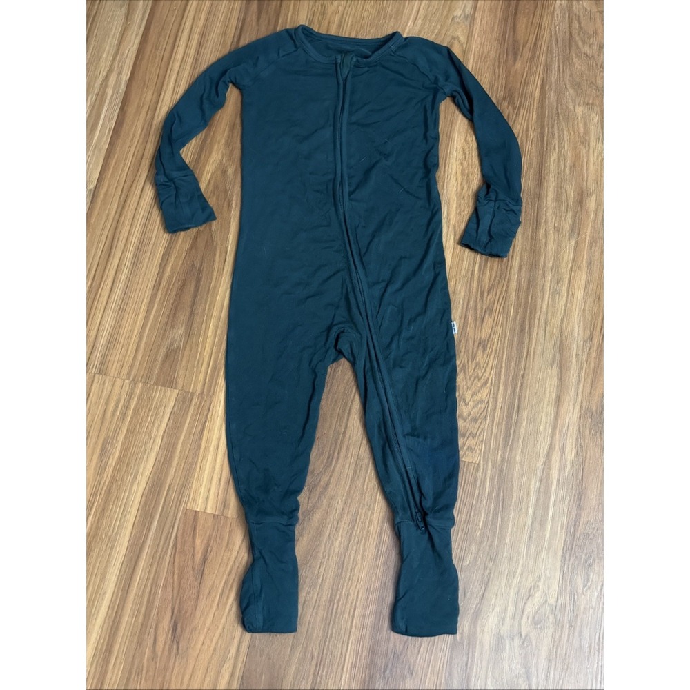 Little Sleepies Baby Boys 12-18 Months Solid Dk Green Footie Sleeper Pajamas VGC